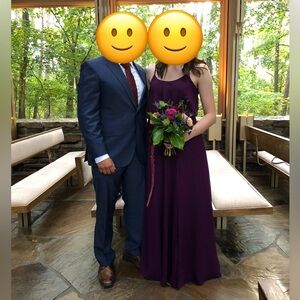 A-Line Square Floor-Length Chiffon Bridesmaid Dress